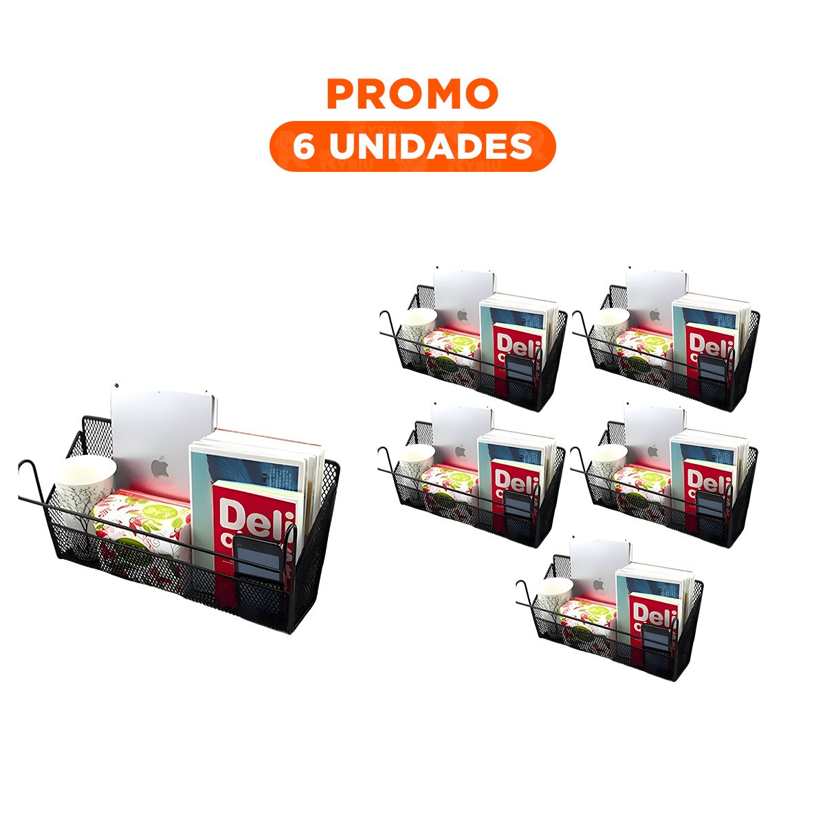 PACK6 SOPORTE DE PUERTA 26X8X13 CM DE NEGRO PARA UN USO DINAMICO EN SU HOGAR Y+REGALO STICKER - 1