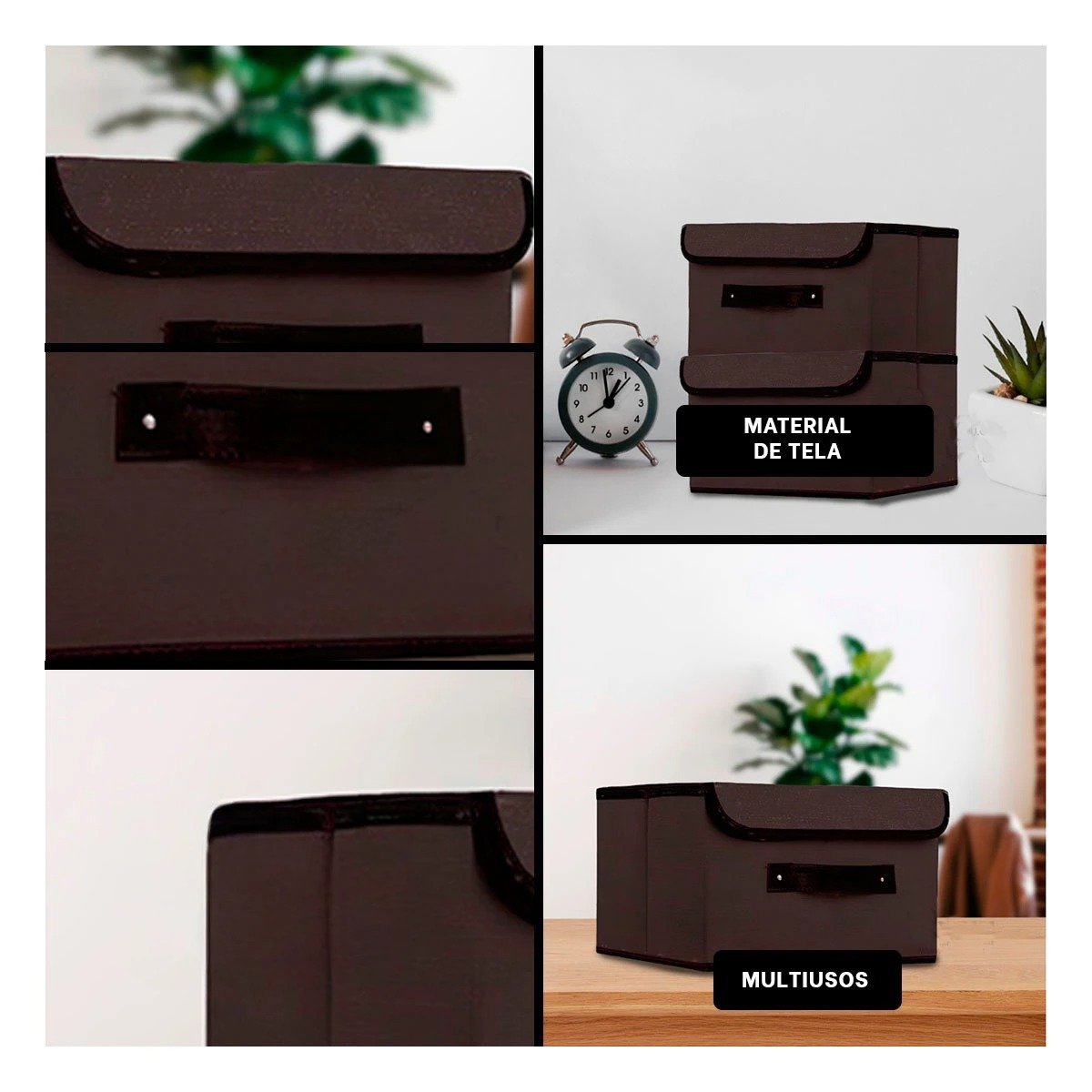 CAJA PLEGABLE DE TELA NEGRO 25X19X16CM PARA GUARDADO PRACTICO EN CASA HOY Y+PAPEL REGALO - 3