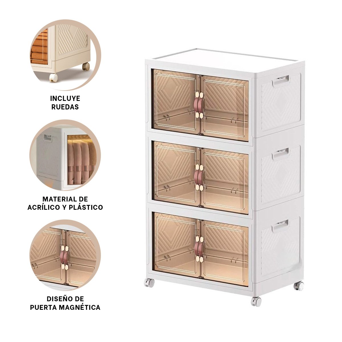 ESTANTE DE ALMACENAMIENTO 3 NIVELES BLANCO 45X30X70 CM PARA SUS HIJOS Y+LIGAS REGALO - 5