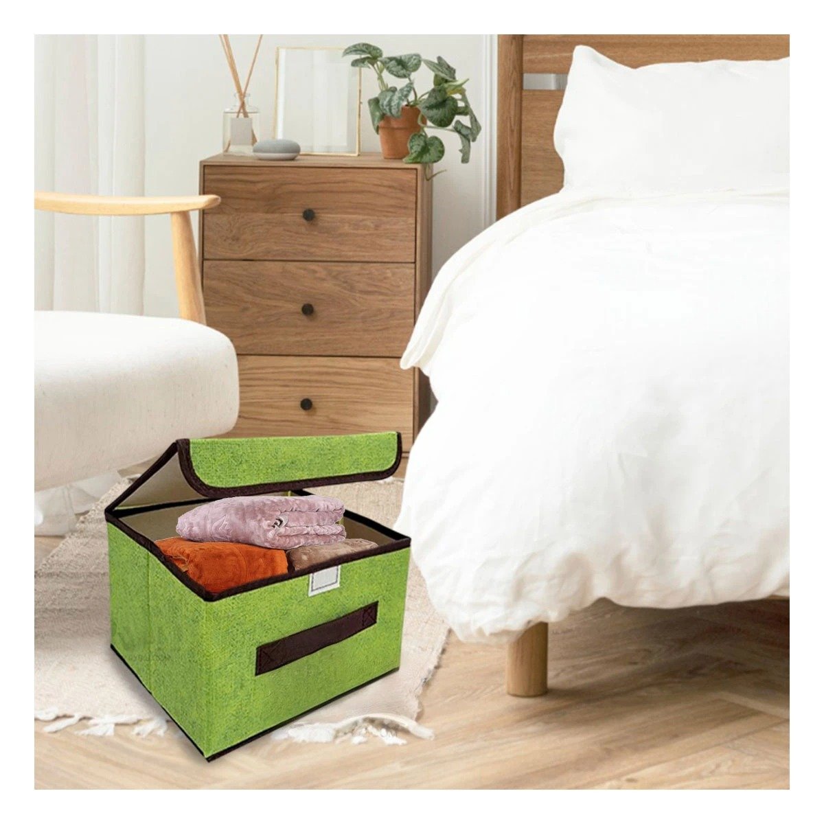 PACK6 UNIDAD DE ALMACENAJE TELA VERDE 25X19X16CM PARA ESPACIOS ORGANIZADOS Y+PAPEL REGALO - 2