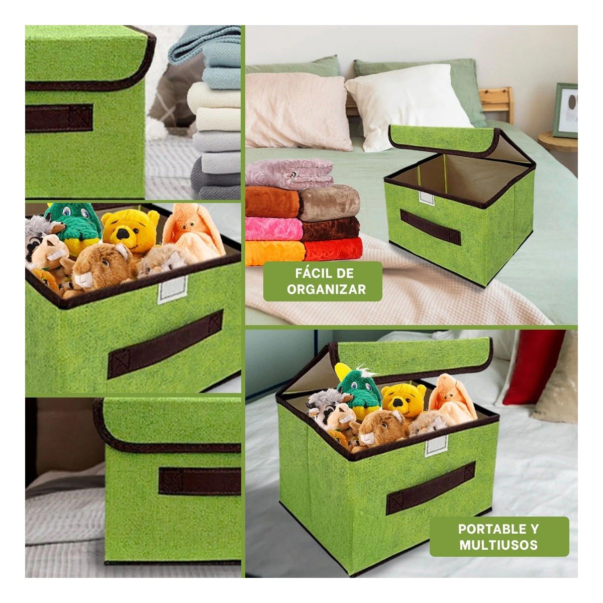 PACK6 UNIDAD DE ALMACENAJE TELA VERDE 25X19X16CM PARA ESPACIOS ORGANIZADOS Y+PAPEL REGALO - 3