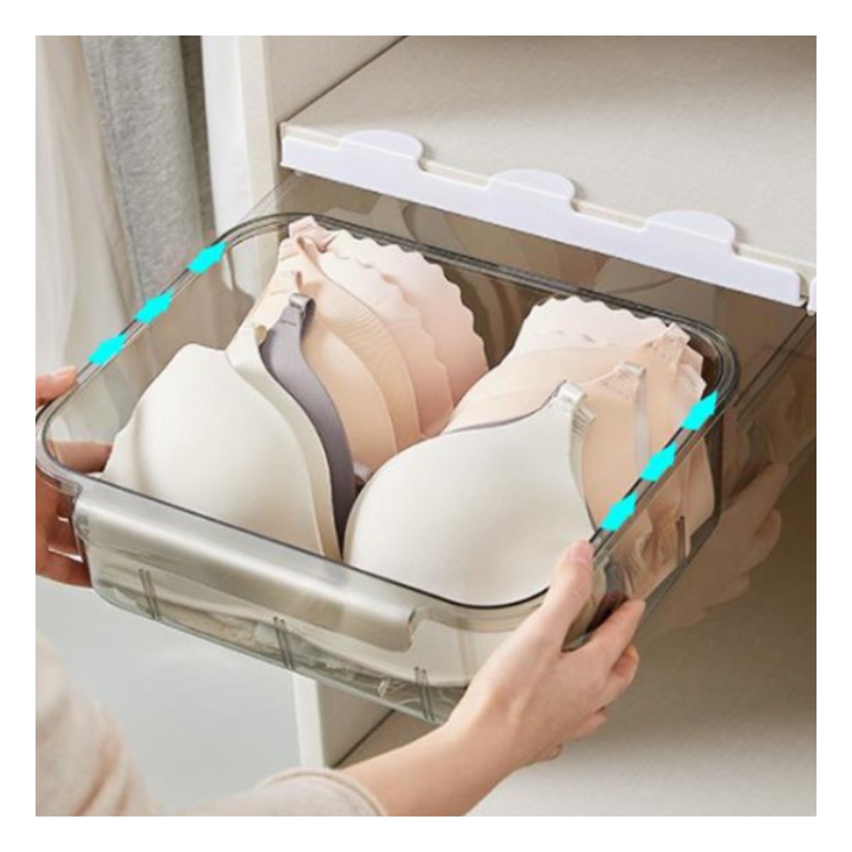 PACK2 ORGANIZADOR DE ROPA GRIS TRANSPARENTE CON MUCHA CAPACIDAD EN SALA - 3
