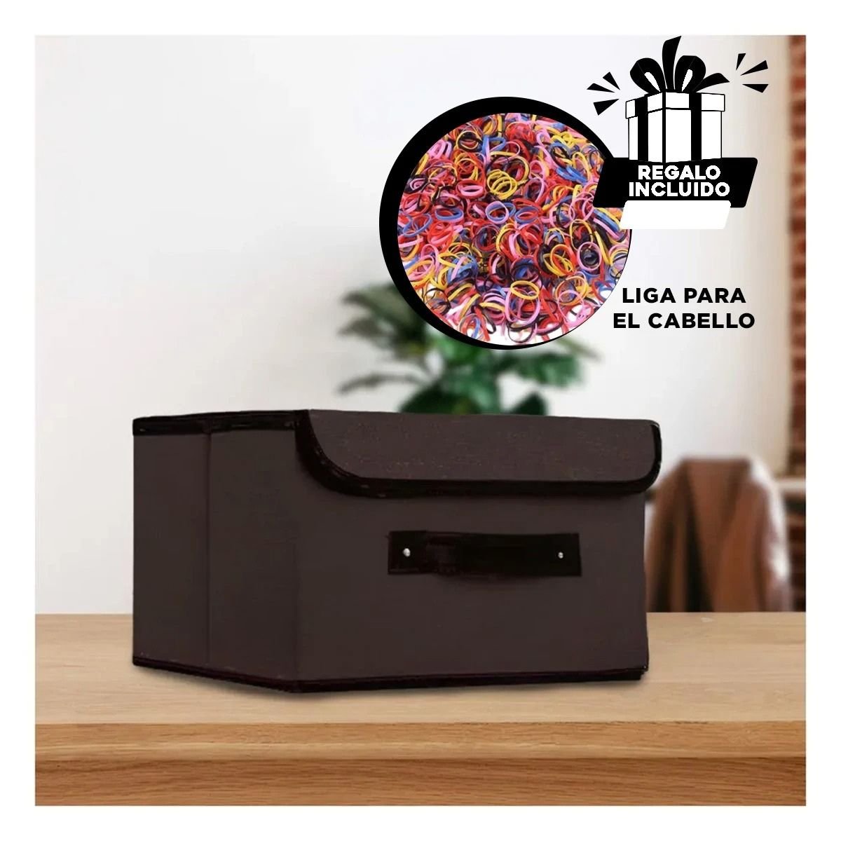 CAJA TEXTIL NEGRO 25X19X16CM PARA ORGANIZAR ROPA Y ACCESORIOS DIARIOS Y+LIGAS REGALO - 2