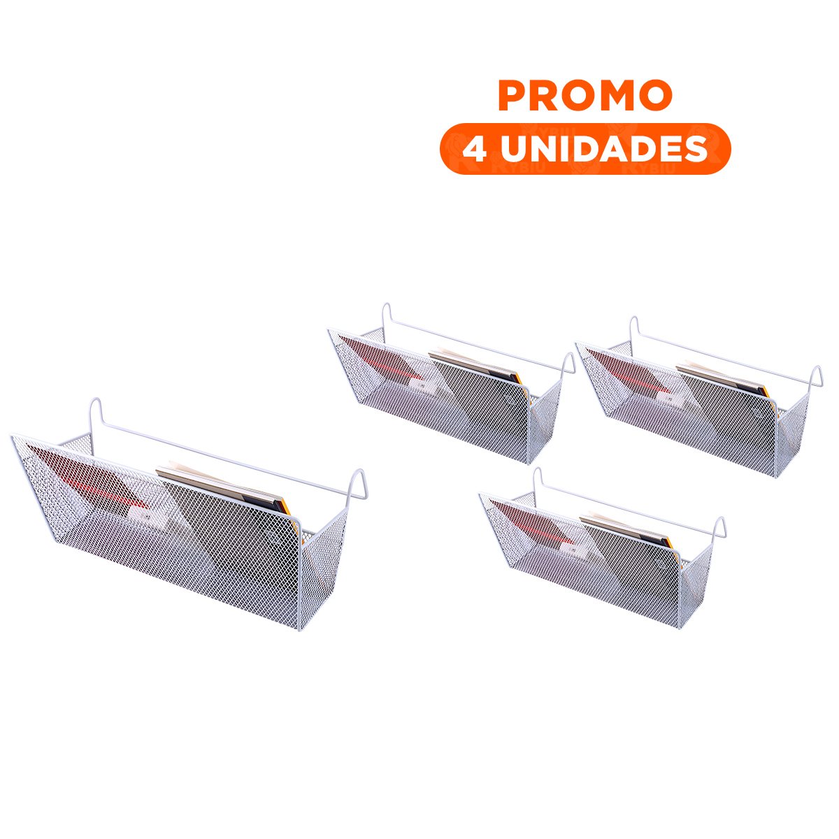 PACK4 ORGANIZADOR DE MALLA 26X8X13 CM DE BLANCO CON DISEÑO ELEGANTE EN SU CASA - 1