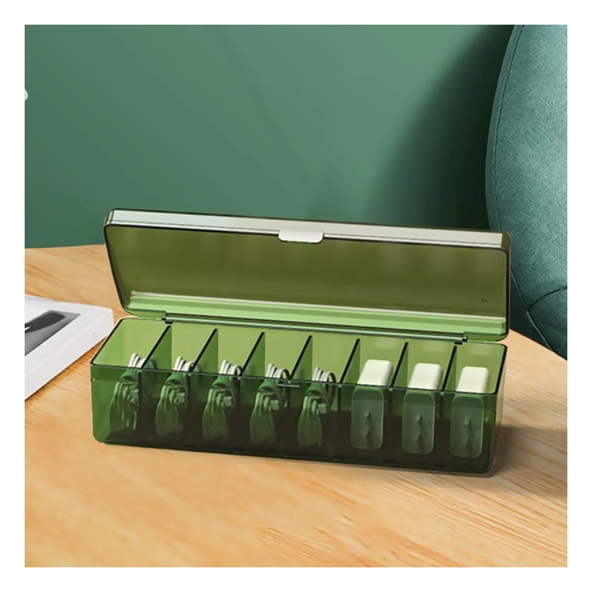 CAJA ORGANIZADORA PRACTICA PEQUENA 16.5X10X7.5CM PARA ESCRITORIO DIARIO VERDE Y+PAPEL REGALO - 2