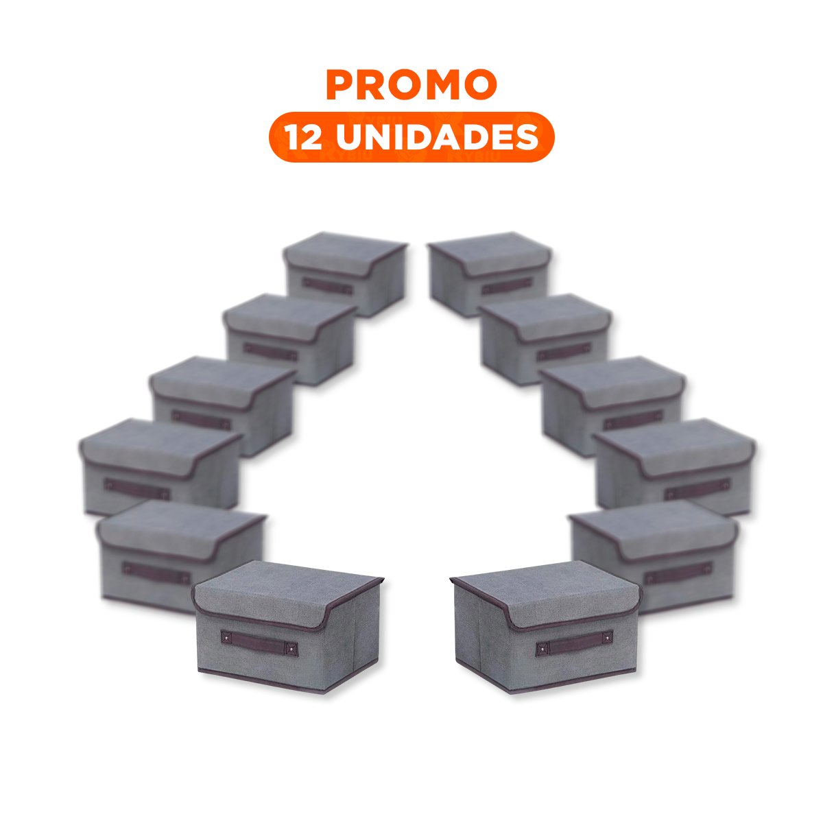 PACK12 UNIDAD DE GUARDADO TELA PLOMO 25X19X16CM PRACTICO PARA USO DIARIO - 1