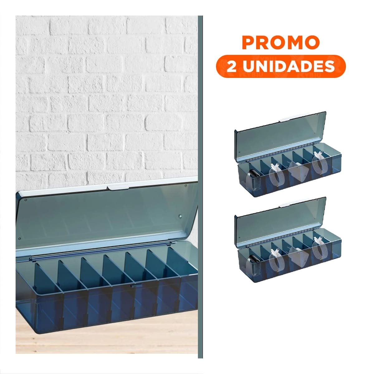 PACK2 BANDEJA ORGANIZADORA FUNCIONAL 16.5X10X7.5CM PARA ACCESORIOS AZUL Y+REGALO STICKER - 1
