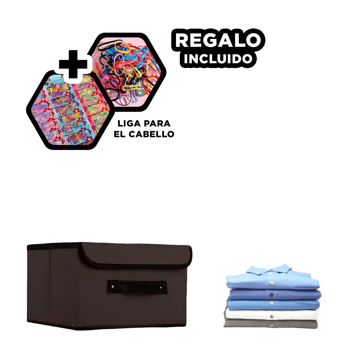 PACK2 MODULO PLEGABLE TELA NEGRO 25X19X16CM PARA GUARDADO PRACTICO DIARIO Y+PAPEL REGALO - 3