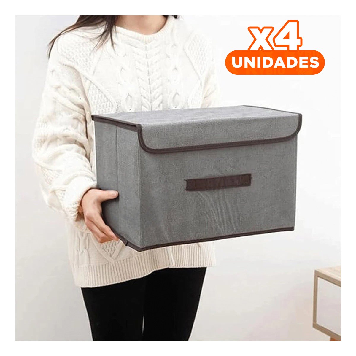 PACK4 MODULO DE GUARDADO TELA PLOMO 25X19X16CM PARA USO DIARIO Y+PAPEL REGALO - 1