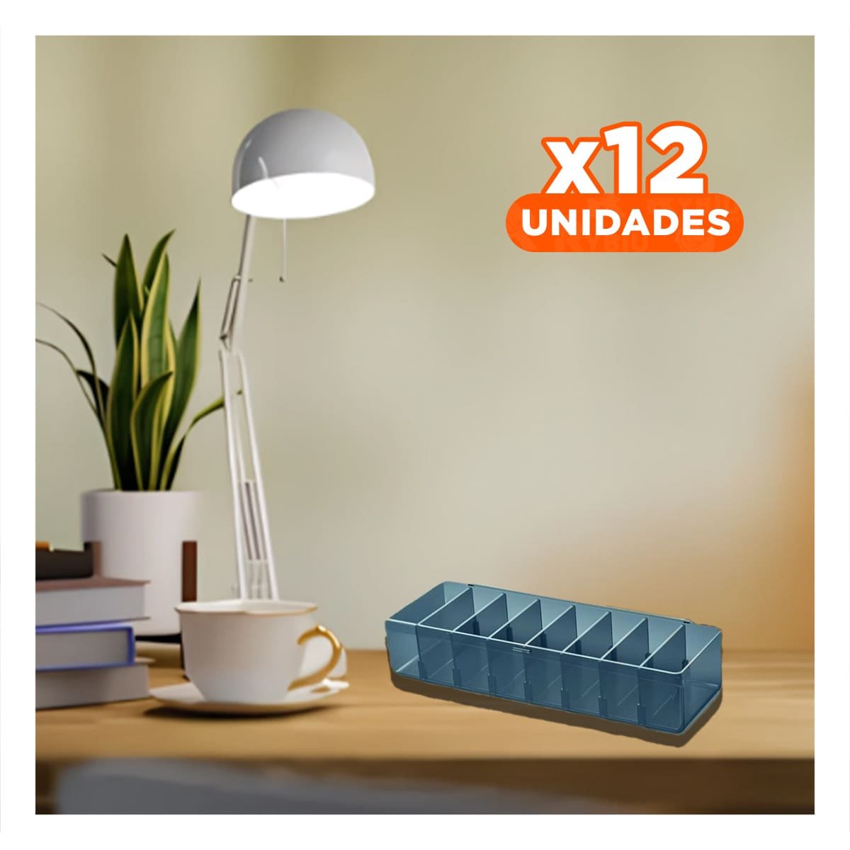 PACK12 ESTUCHE ORGANIZADOR MULTIUSO COMPACTO 16.5X10X7.5CM PARA HOGAR AZUL Y+PAPEL REGALO - 1