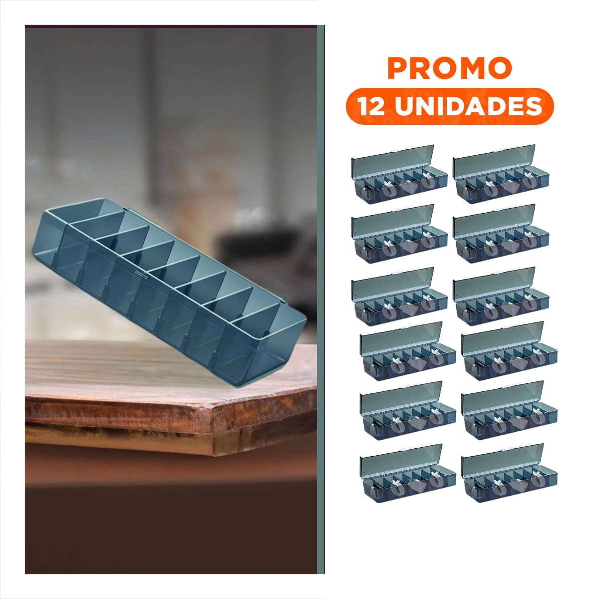 PACK12 CONTENEDOR ORGANIZADOR LIGERO UTIL 16.5X10X7.5CM PARA ORDEN AZUL - 1