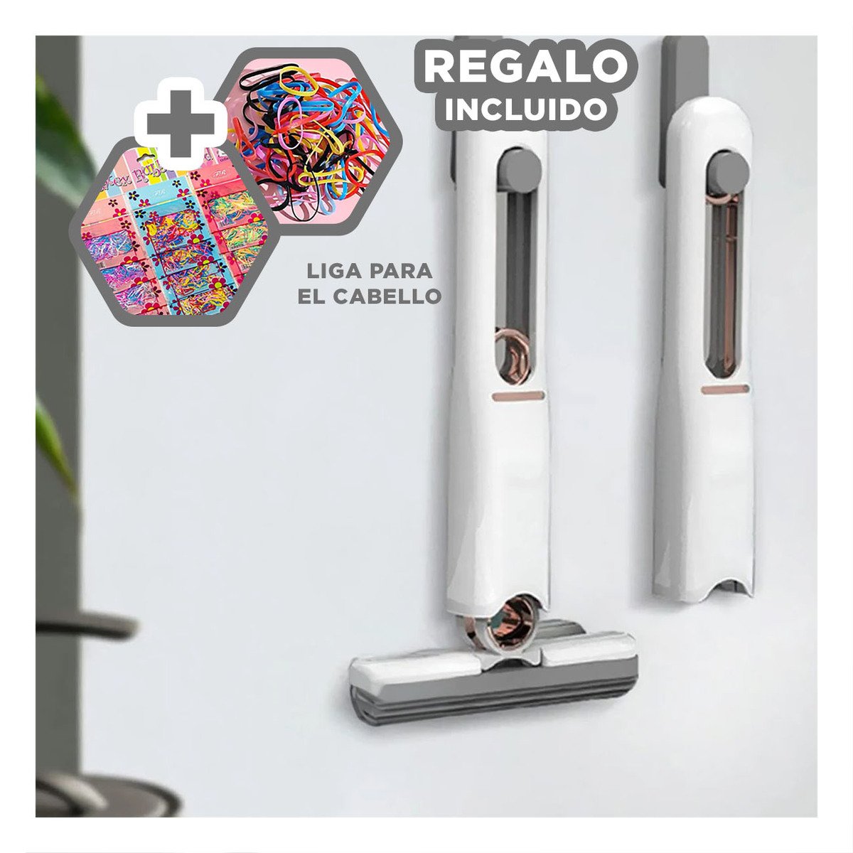 MOPA PORTATIL CON 3 CABEZALES DE ALGODON FACIL DE GUARDAR BLANCO Y+LIGAS REGALO - 2