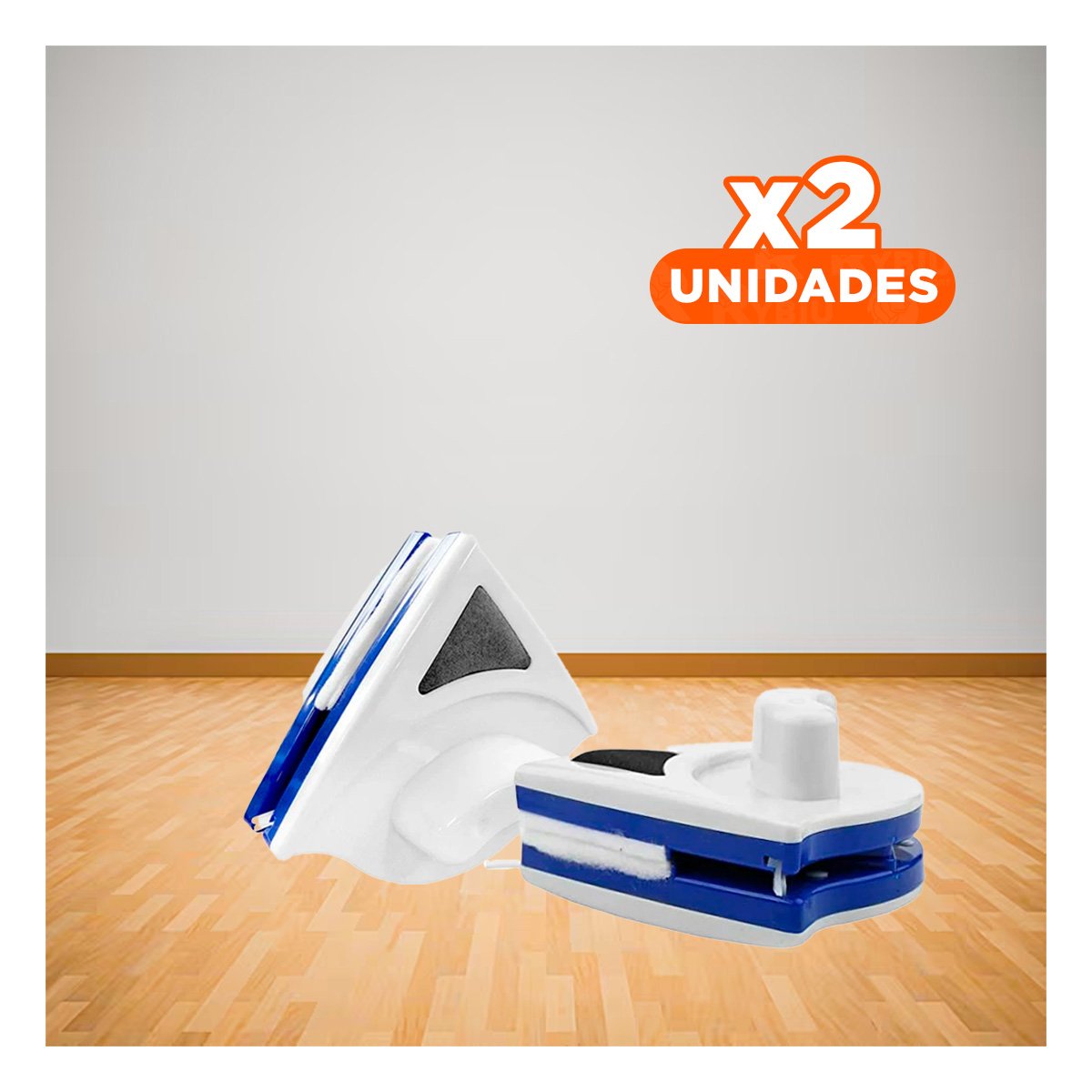 PACK2 EQUIPO VIDRIOS MAGNETICO TRIANGULAR AZUL AMARILLO PARA LIMPIEZA DE HOGAR - 1