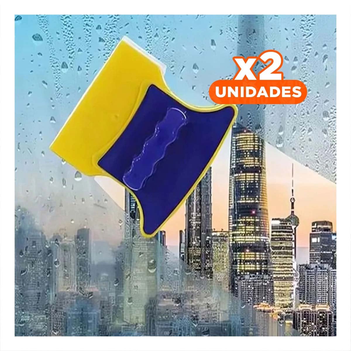 PACK2 BRILLO VIDRIOS MAGNETICO CUADRADO AZUL AMARILLO PARA HOGAR MODERNO Y+PAPEL REGALO - 1