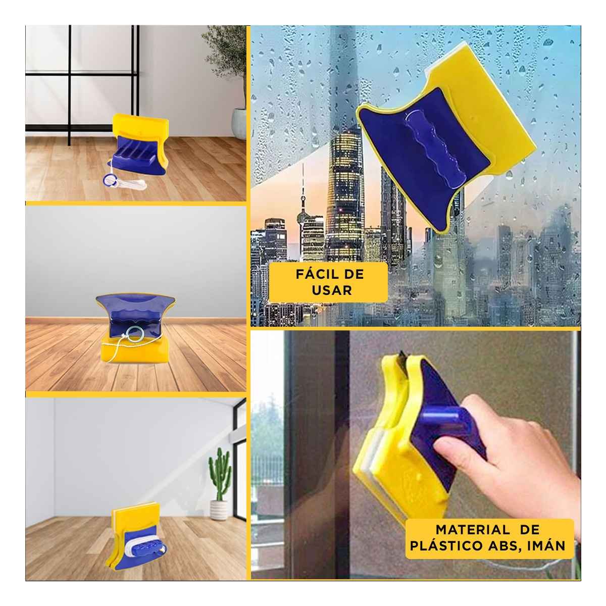 PACK2 BRILLO VIDRIOS MAGNETICO CUADRADO AZUL AMARILLO PARA HOGAR MODERNO Y+PAPEL REGALO - 3