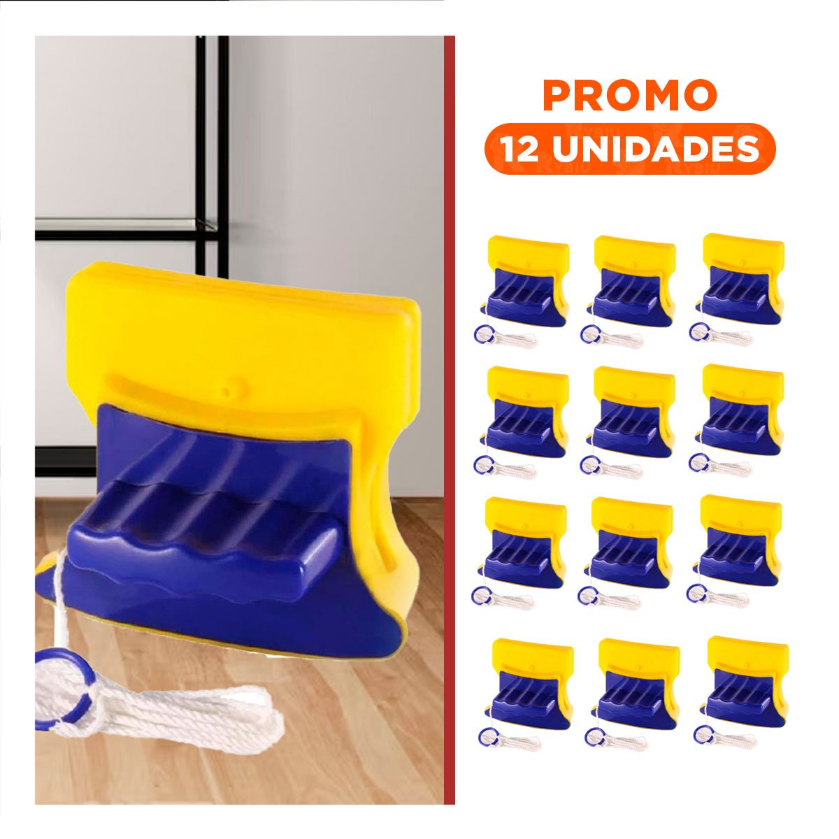 PACK12 EQUIPO VIDRIOS MAGNETICO CUADRADO AZUL AMARILLO PARA HOGAR - 1