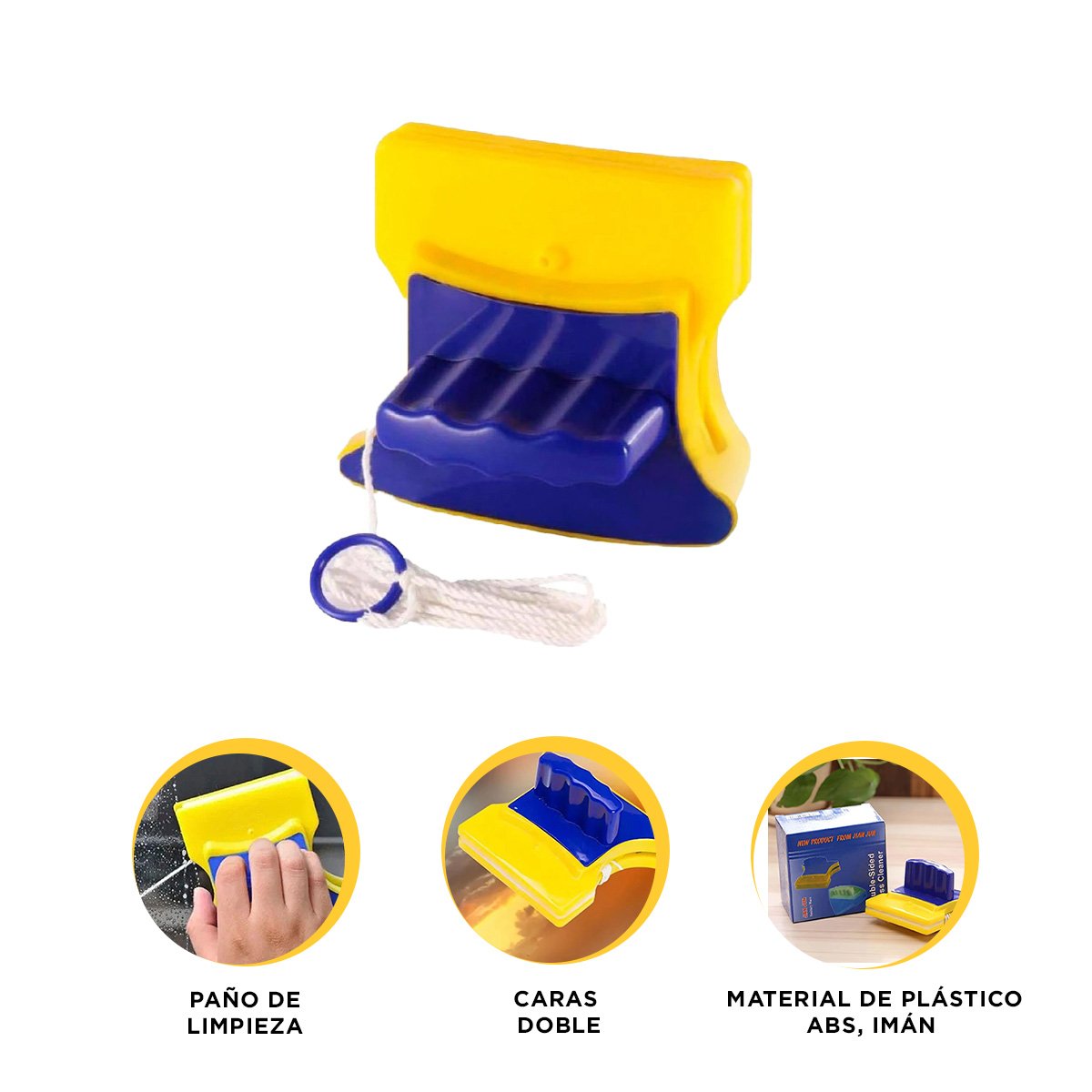 LAVAVIDRIOS MAGNETICO CUADRADO AZUL AMARILLO PARA HOGAR CON DISENO PRACTICO Y+POST IT - 5