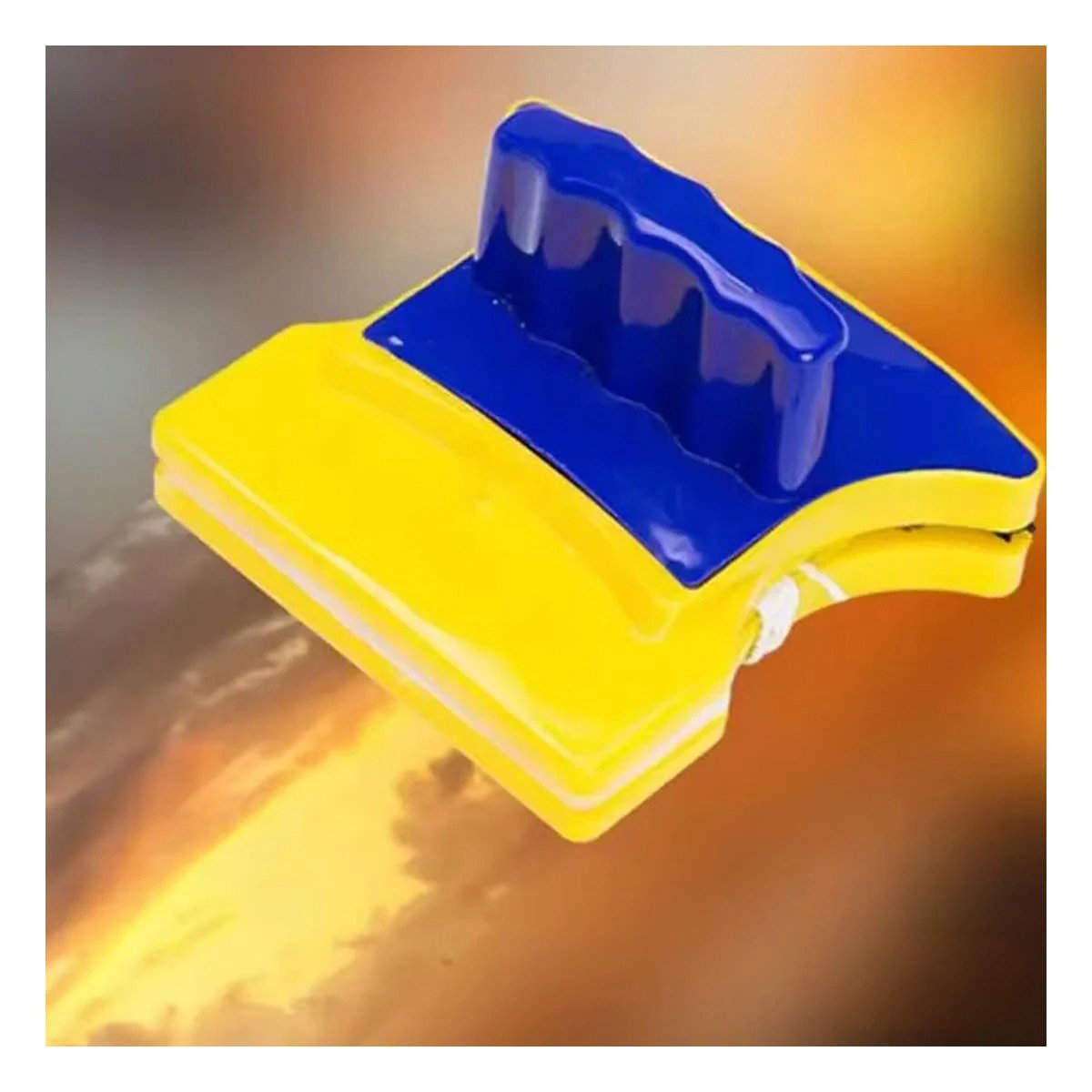 PACK2 PULIDOR VIDRIOS MAGNETICO CUADRADO AZUL AMARILLO PARA CASA Y USO DIARIO - 2