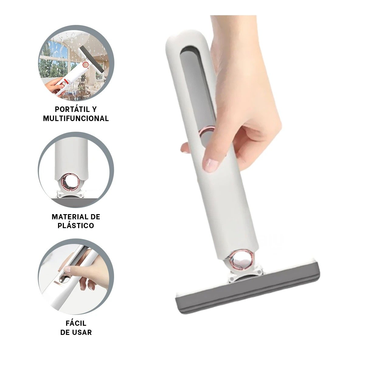 MOPA PORTATIL CON 3 CABEZALES DE ALGODON LIMPIEZA RAPIDA EN CASA BLANCO Y+PAPEL REGALO - 5