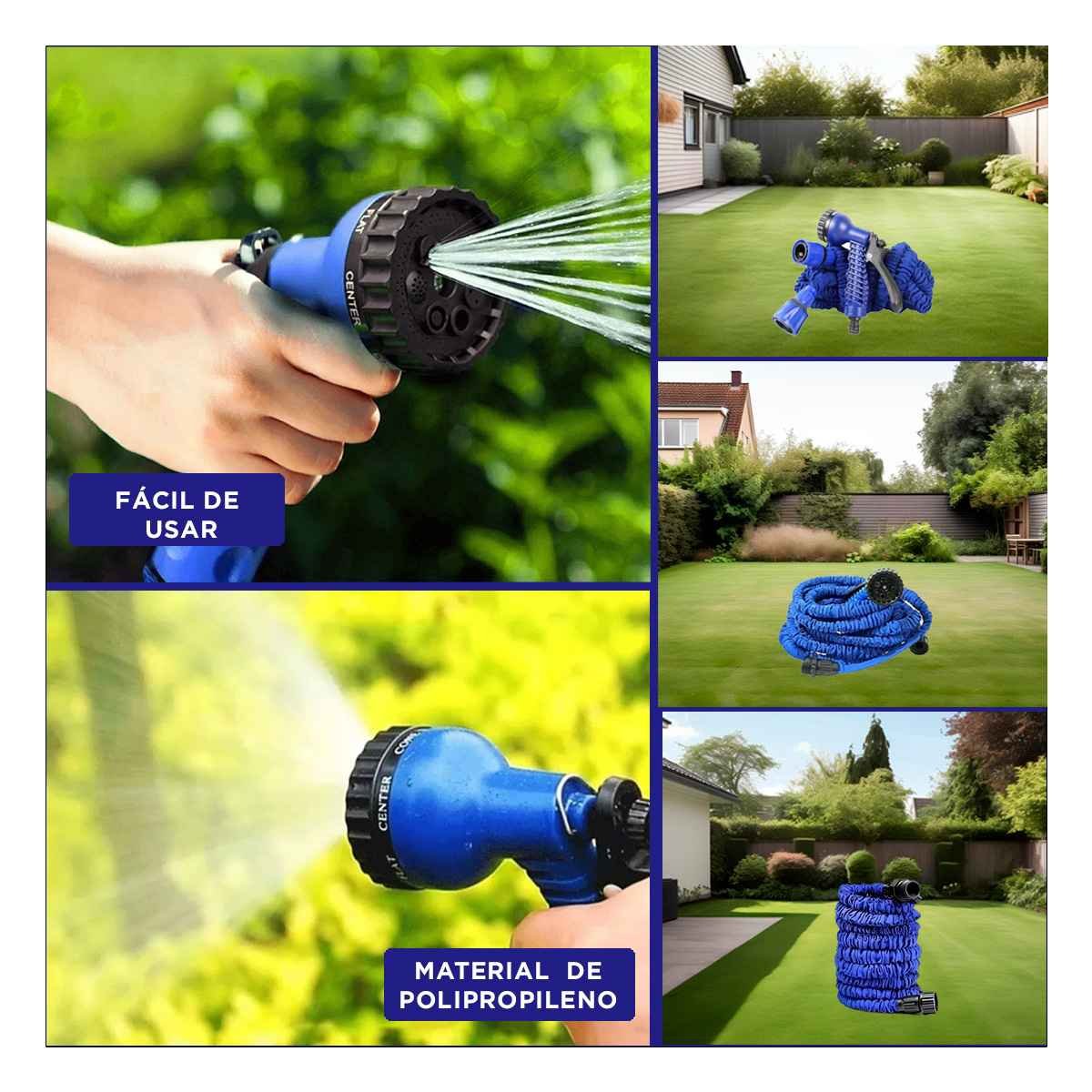 PACK4 IMPLEMENTO DE RIEGO EXPANDIBLE DE 15 METROS PARA JARDÍN Y HOGAR Y+REGALO STICKER - 2
