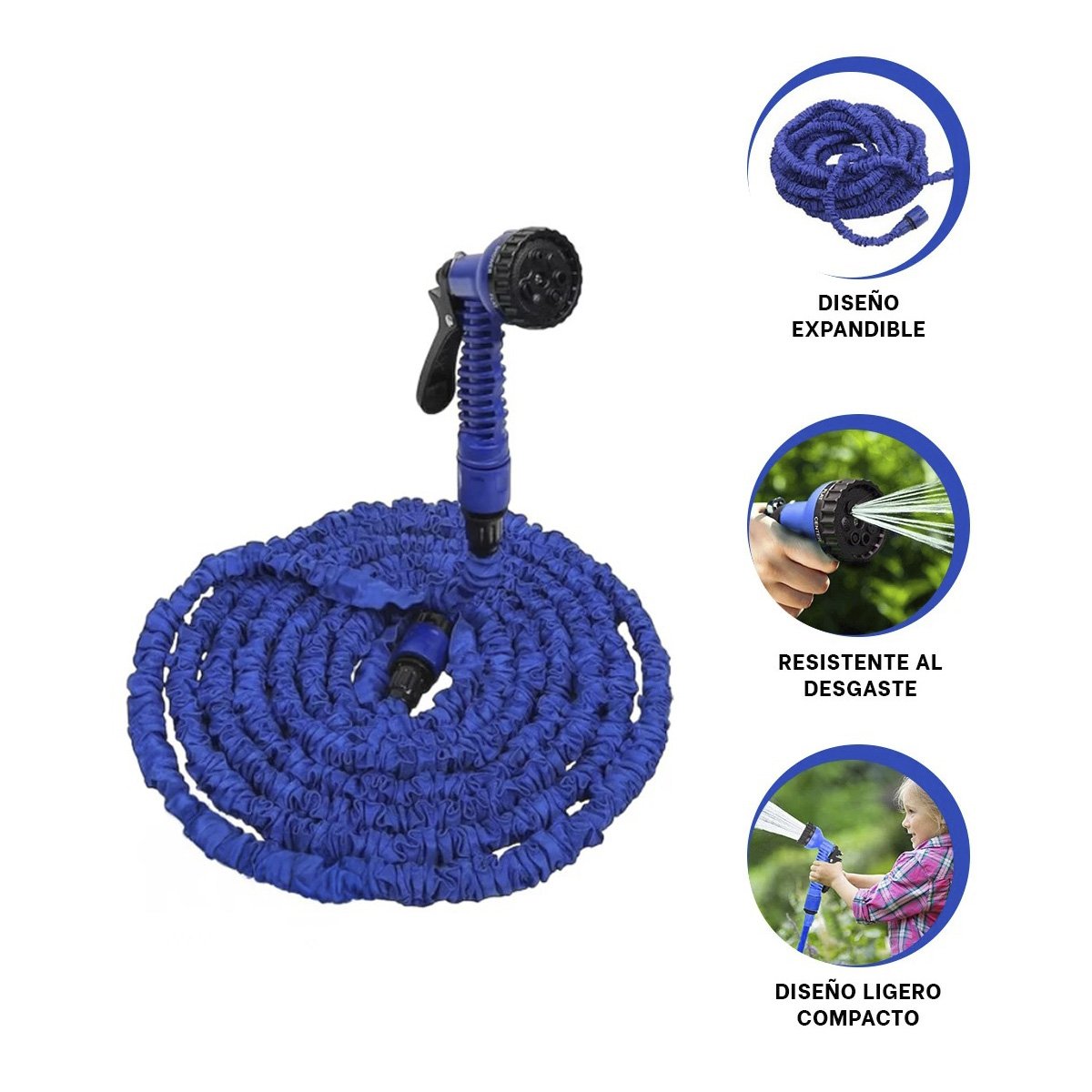 MANGUERA RIEGO 30 METROS - AZUL FLEXIBLE PARA JARDIN Y CASA Y+POST IT - 5