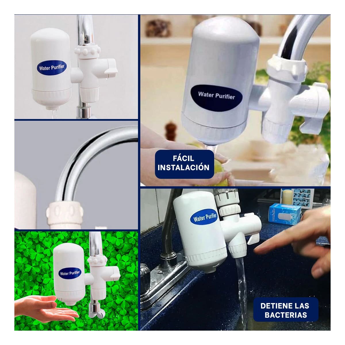 FILTRADOR DE AGUA BLANCO PARA COCINA Y CASA CON SISTEMA LIMPIO Y PRACTICO Y+PAPEL REGALO - 3