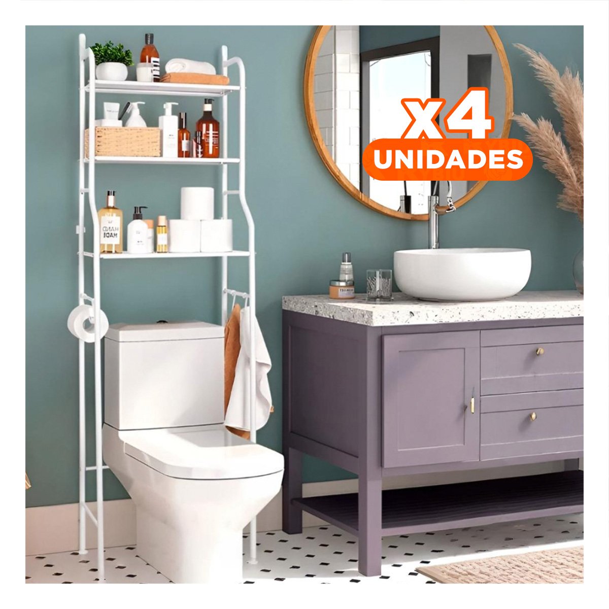 PACK4 SOPORTE CUADRADO BLANCO PARA AMBIENTES DE HOGAR CON AHORRO DE ESPACIO Y+PAPEL REGALO - 1