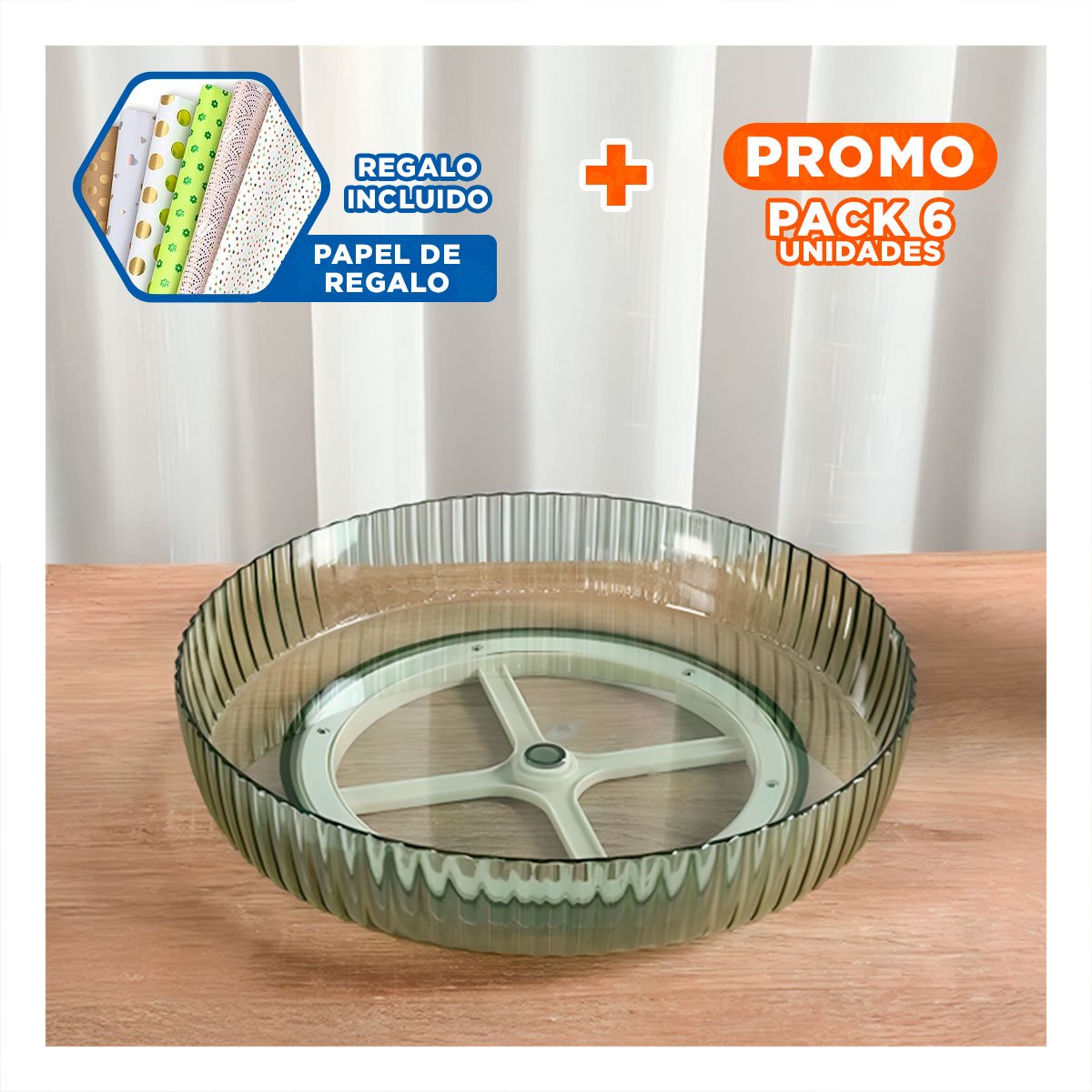 PACK6 REPISA PARA ESPECIAS PLASTICO 30.5X6X30.5CM DISENO COMPACTO VERDE Y+PAPEL REGALO - 1