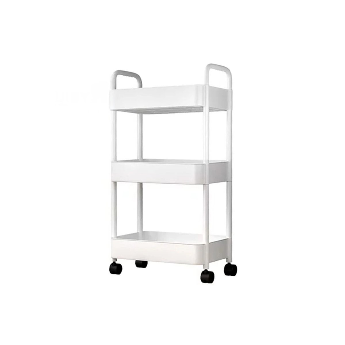 PACK2 ORGANIZADOR AUXILIAR 3 NIVELES CON RUEDAS Y ASAS PLASTICO BLANCO Y+REGALO STICKER - 2