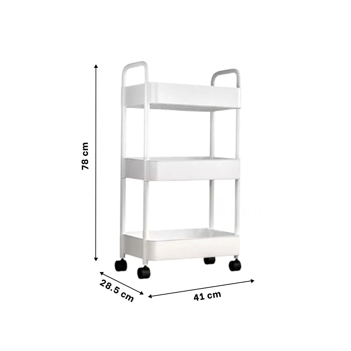 CARRITO ORGANIZADOR 3 NIVELES CON RUEDAS Y ASAS PLASTICO BLANCO PARA HOGAR - 4