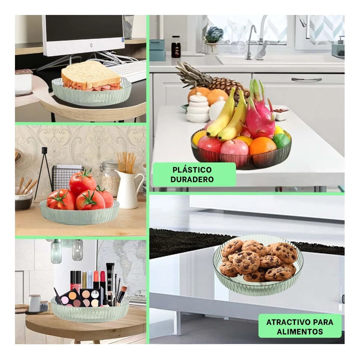 SOPORTE PARA ESPECIAS PLASTICO 30.5X6X30.5CM USO PRACTICO DIARIO VERDE Y+LIGAS REGALO - 1