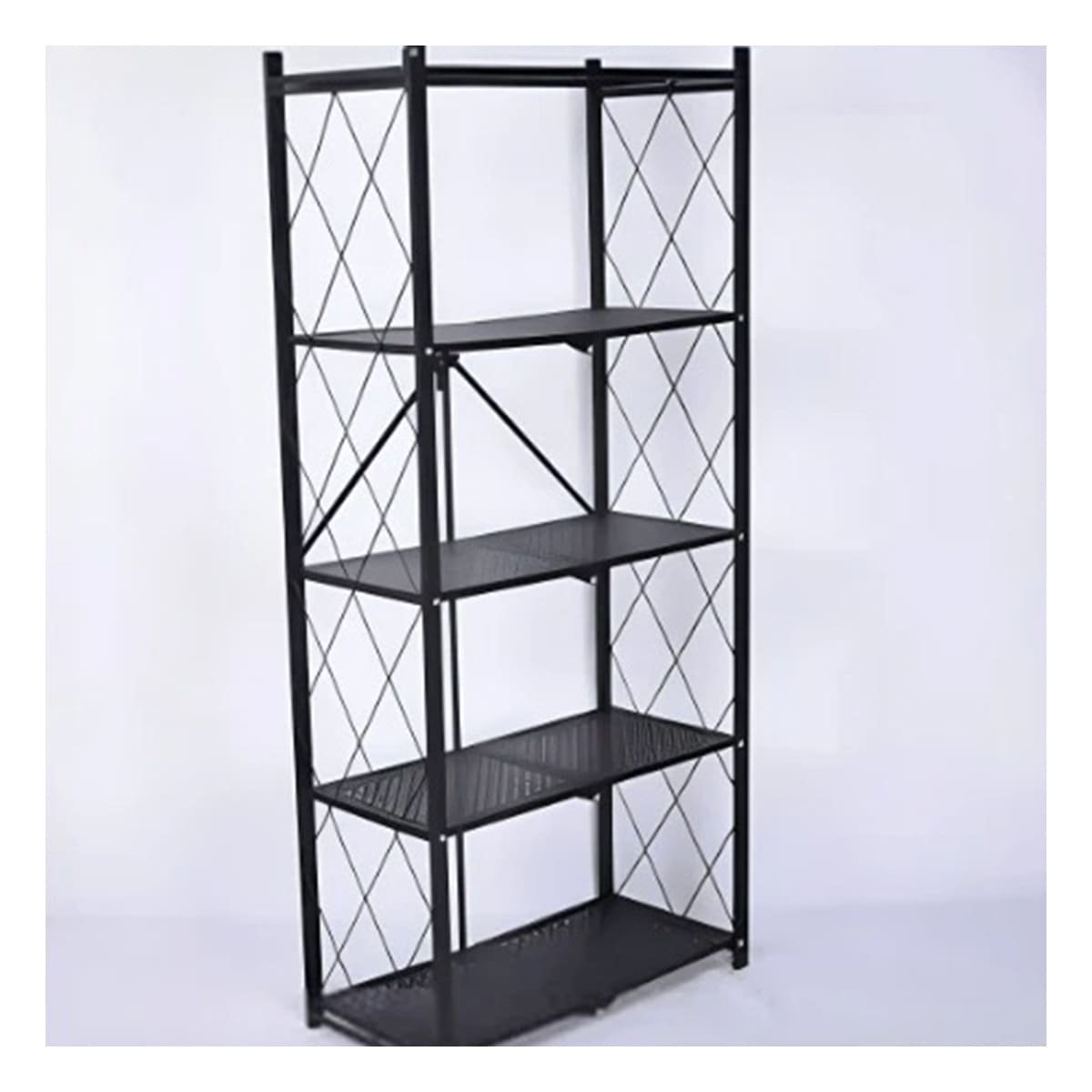 PACK2 MUEBLE PLEGABLE METAL 5 NIVELES NEGRO PARA ORDEN EN HOGAR MODERNO Y FUNCIONAL - 5