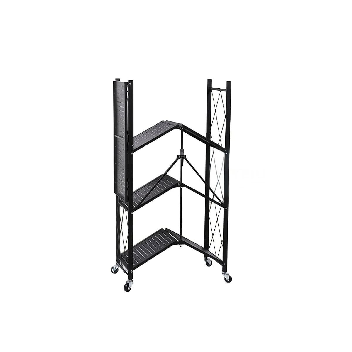 ORGANIZADOR PLEGABLE DE METAL CON 4 NIVELES NEGRO PARA ESPACIOS DEL HOGAR Y+LIGAS REGALO - 5