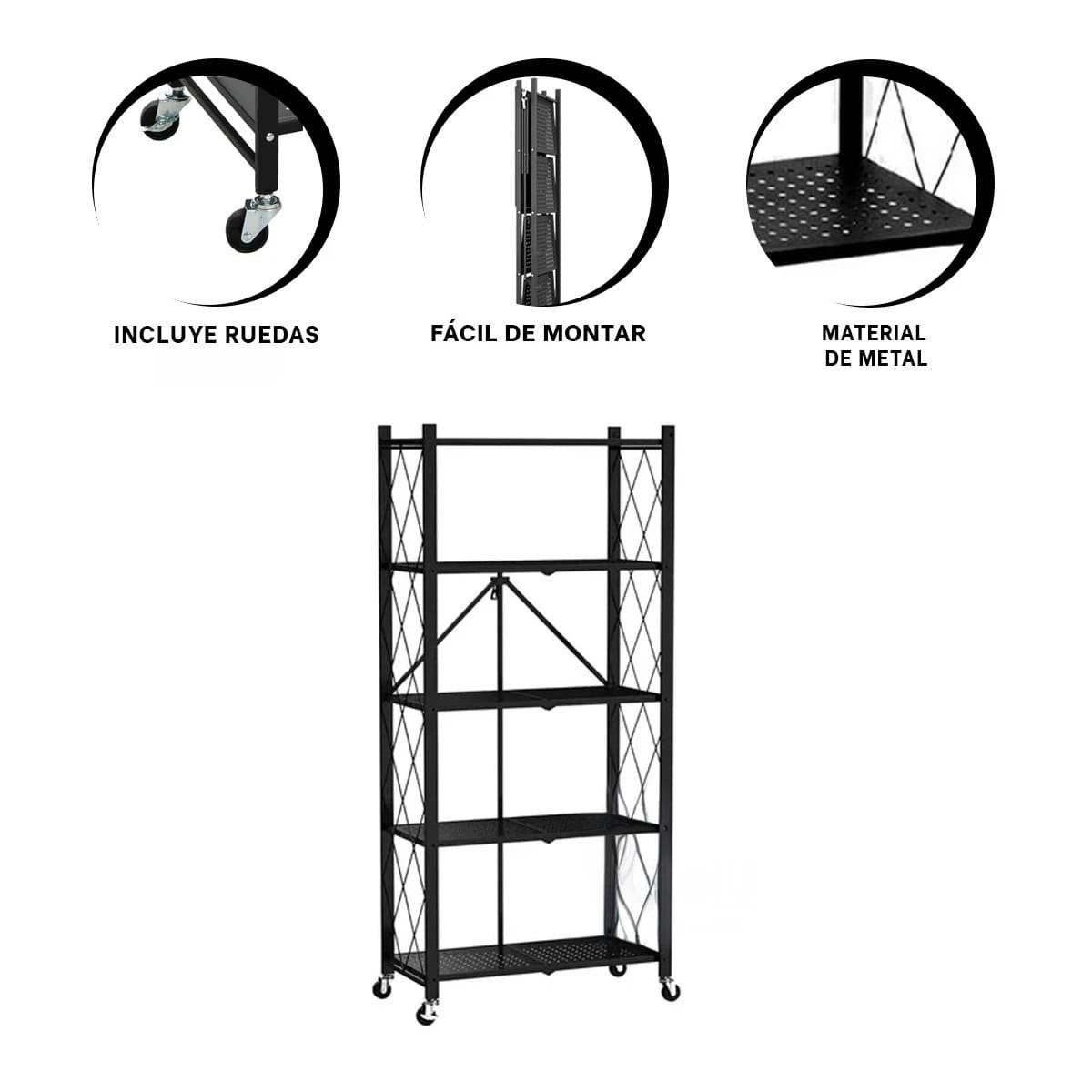 SOPORTE PLEGABLE METAL 5 NIVELES NEGRO PARA ALMACENAJE EN ESPACIOS REDUCIDOS Y+POST IT - 5