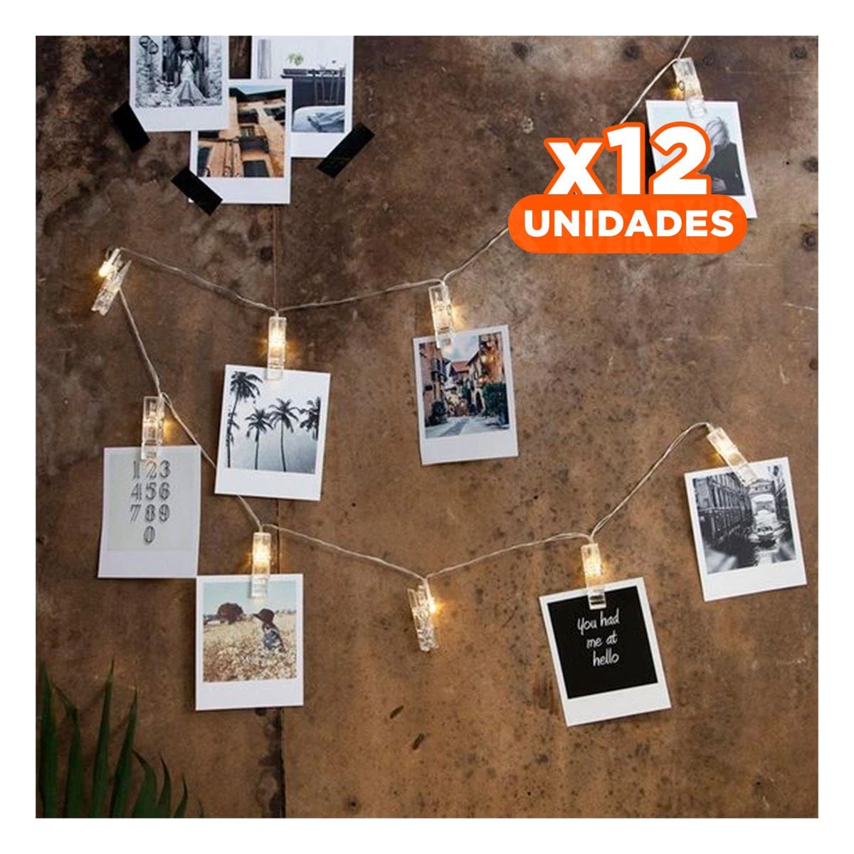 PACK12 BLANCO LED CON 20 CLIPS PARA FOTOS 3 METROS CON LUZ SUAVE PARA CASA Y+PAPEL REGALO - 1
