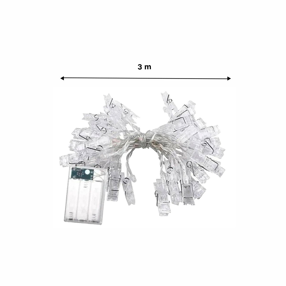 PACK12 BLANCO LED CON 20 CLIPS PARA FOTOS 3 METROS CON LUZ SUAVE PARA CASA Y+PAPEL REGALO - 4