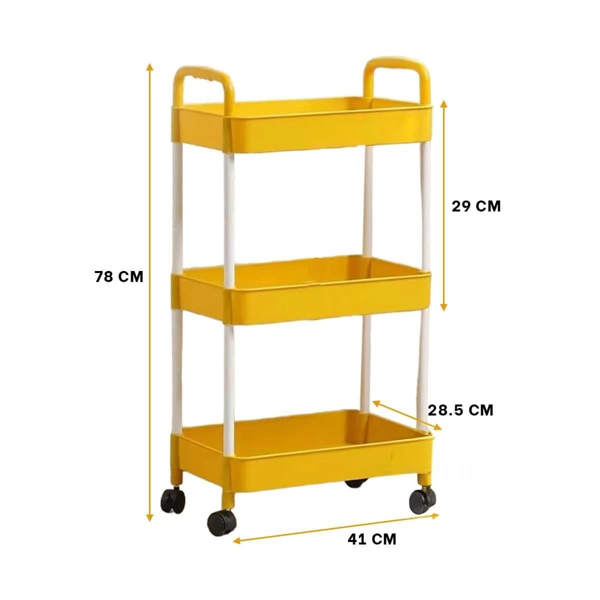 PACK4 BASE DE COCINA 3 NIVELES CON RUEDAS AMARILLO PARA ALMACENAMIENTO MOVIL Y+REGALO STICKER - 4