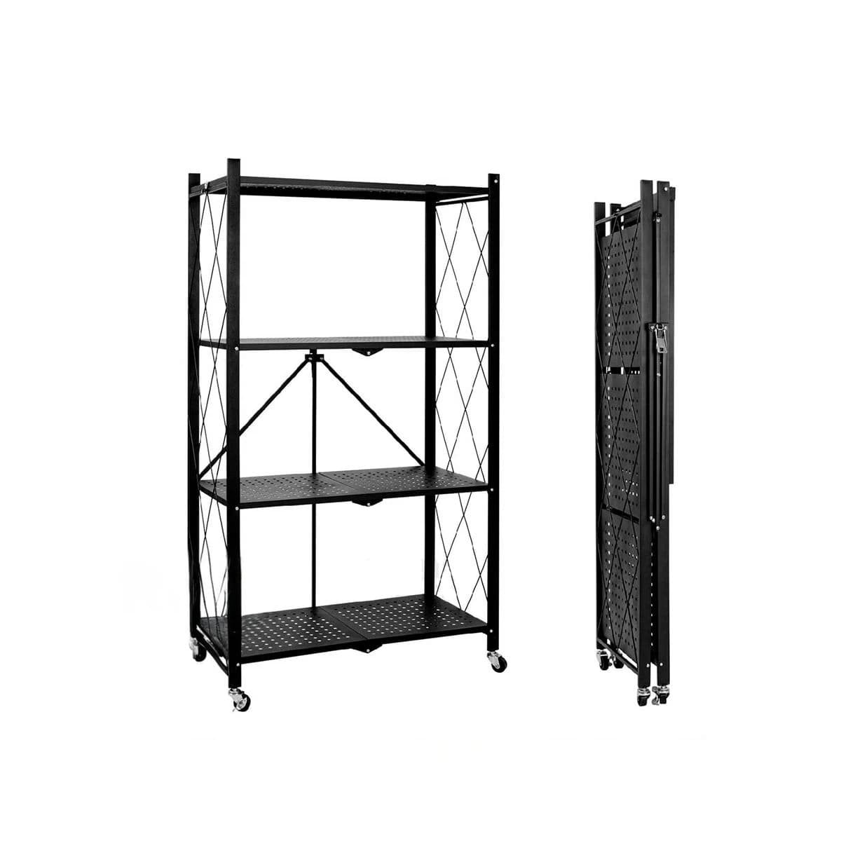 ESTANTERIA PLEGABLE METALICA CON 4 NIVELES NEGRO PARA ORDEN EN CASA Y+REGALO STICKER - 1