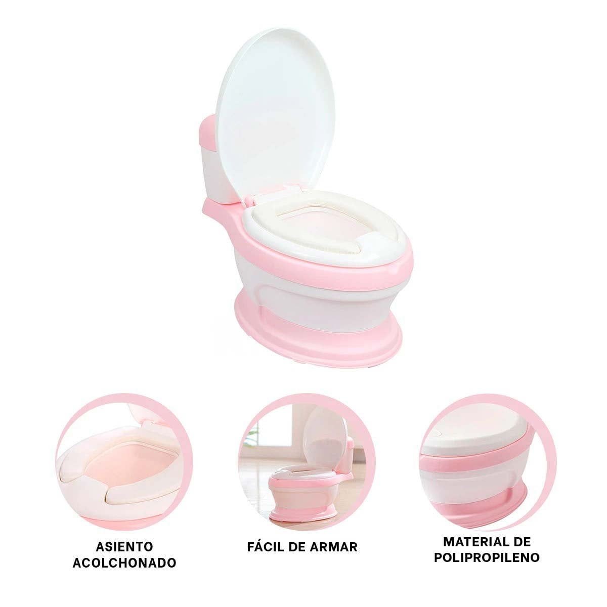 TOILET INFANTIL ROSADO PARA HOGAR CON FORMATO COMODO Y USO DIARIO SEGURO Y+POST IT - 5