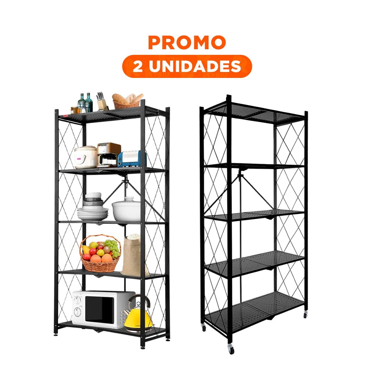 PACK2 MODULO PLEGABLE METAL 5 NIVELES NEGRO PARA ALMACENAJE SEGURO Y+REGALO STICKER - 1
