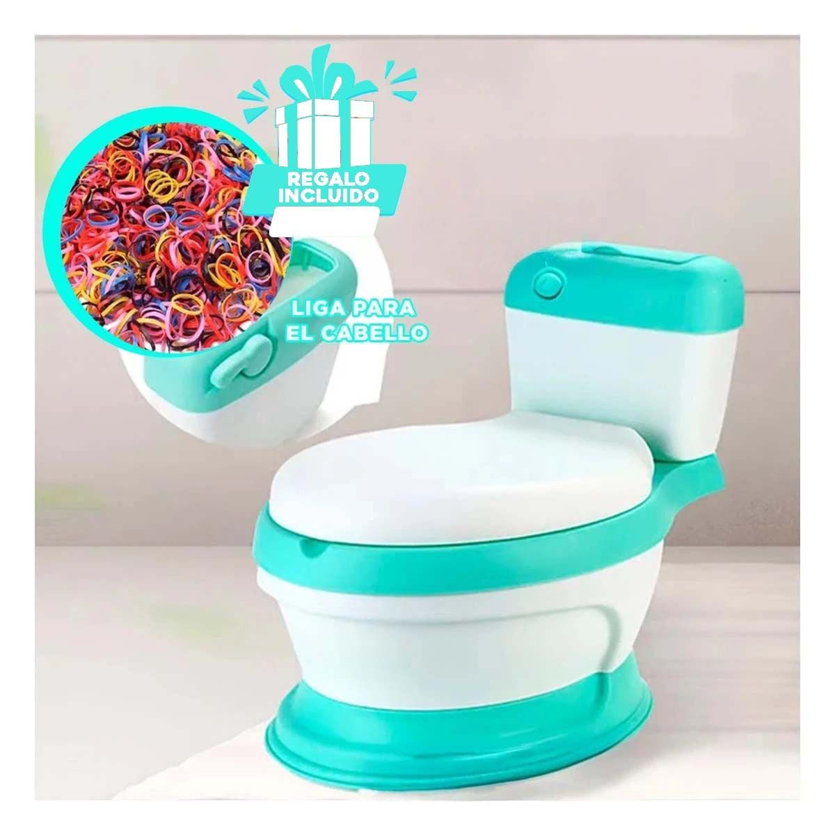 TOILET INFANTIL VERDE RESISTENTE PARA HOGAR CON DISENO COMODO Y USO DIARIO Y+LIGAS REGALO - 2