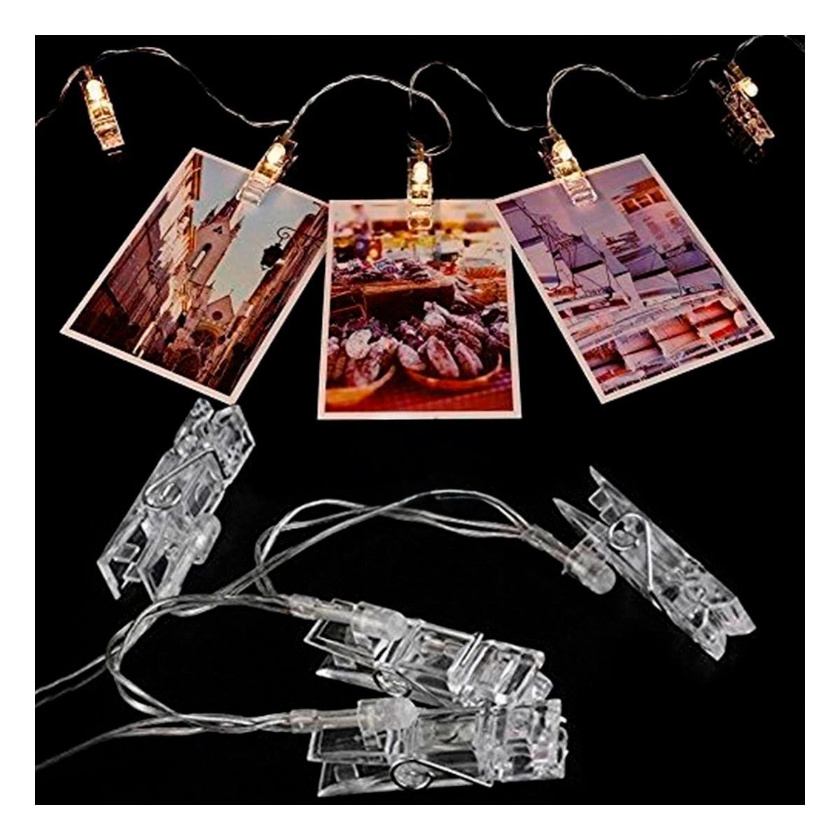 PACK12 INTERIOR LED CON 20 CLIPS PARA FOTOS 3 METROS MULTICOLOR PARA HOGAR - 3