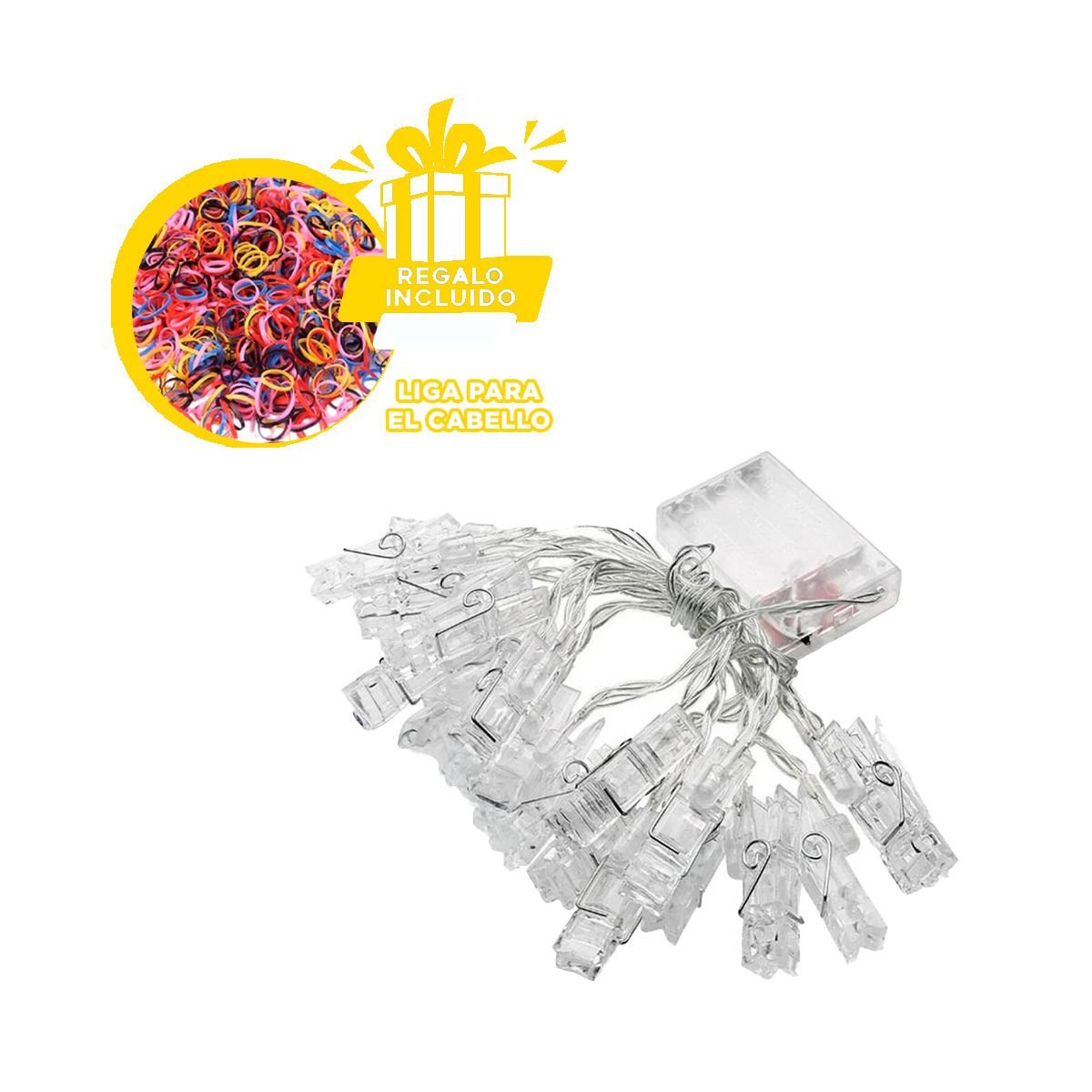 CADENAS LED CON 20 CLIPS PARA FOTOS 3 METROS CALIDAS PARA DECORACION CASA Y+LIGAS REGALO - 2