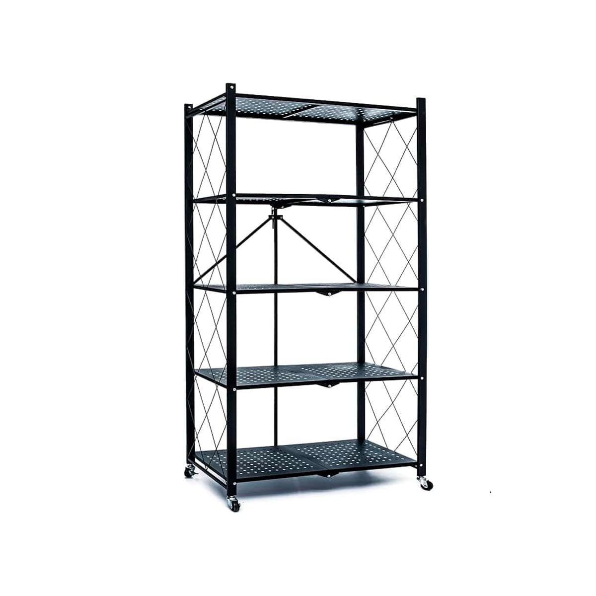ANAQUEL PLEGABLE METAL 5 NIVELES NEGRO PARA COCINA Y SALA ORGANIZADA Y+REGALO STICKER - 1