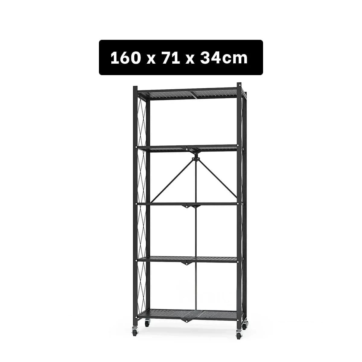 ANAQUEL PLEGABLE METAL 5 NIVELES NEGRO PARA COCINA Y SALA ORGANIZADA Y+REGALO STICKER - 4