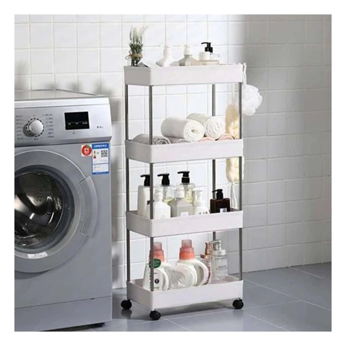 ORGANIZADOR DE COCINA 4 NIVELES CON RUEDAS BLANCO PARA HOGAR Y ALMACENAJE Y+PAPEL REGALO - 2