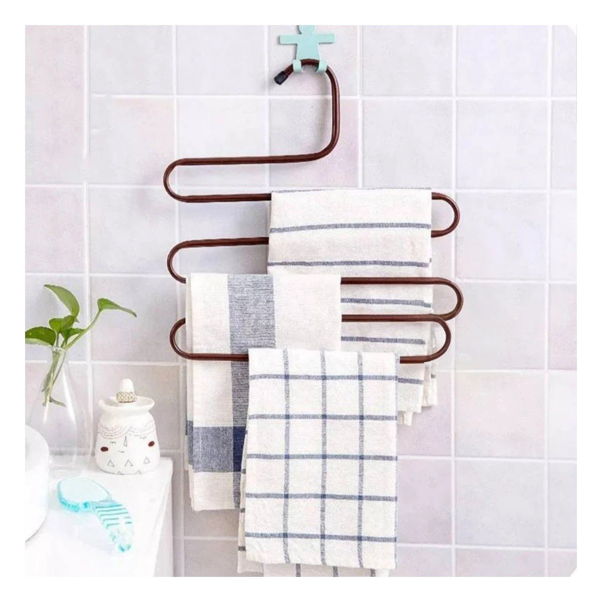PORTA ROPA MULTIFUNCIONAL TIPO S MARRON PARA ORGANIZAR ESPACIOS EN HOGAR Y+POST IT - 1