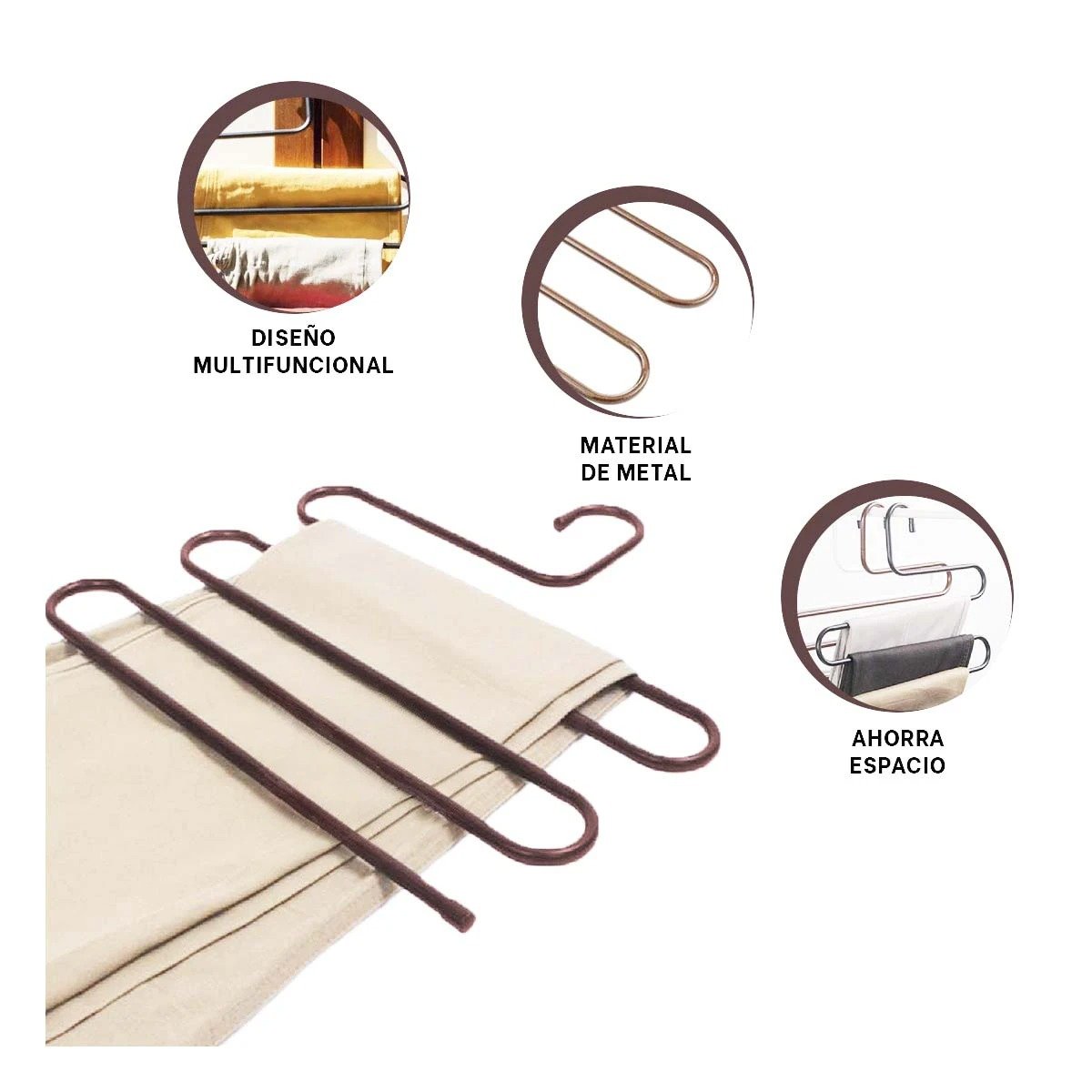 PORTA ROPA MULTIFUNCIONAL TIPO S MARRON PARA ORGANIZAR ESPACIOS EN HOGAR Y+POST IT - 5