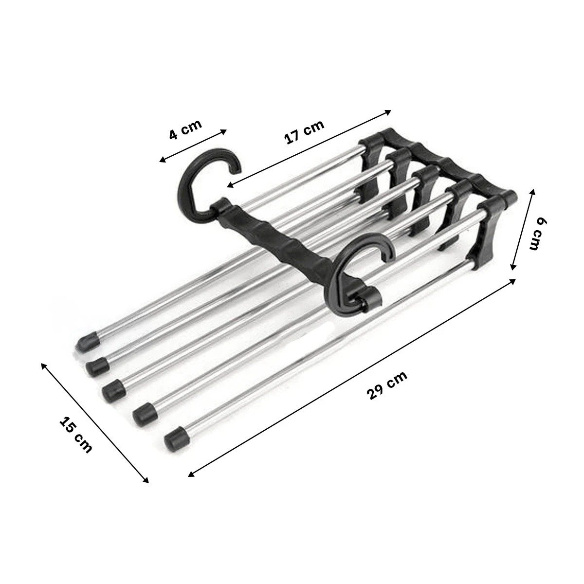 PACK6 RACK VERTICAL PARA PANTALONES CON PERCHA MAGICA NEGRO 5 EN 1 HOGAR - 4