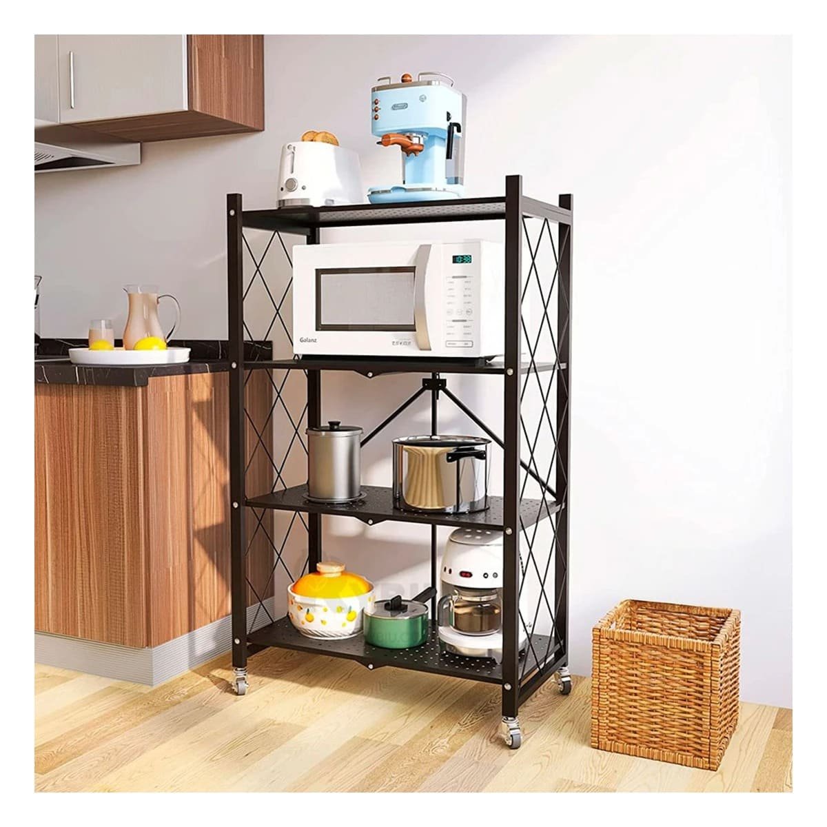 LIBRERO PLEGABLE DE METAL CON 4 NIVELES NEGRO PARA ALMACENAJE EN CASA Y+POST IT - 1